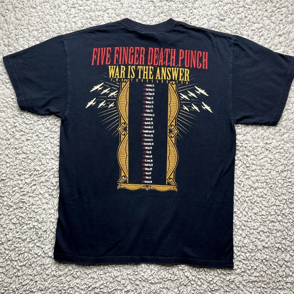 Five Finger Death Punch Shirt Mens Size Medium War is the Answer Tour 2010 Y2K - Picture 6 of 8